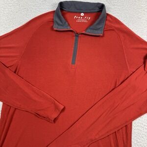 Free Fly Performance Bamboo 1/4 Zip Mens Medium Red Pullover Stretch Thumb Holes